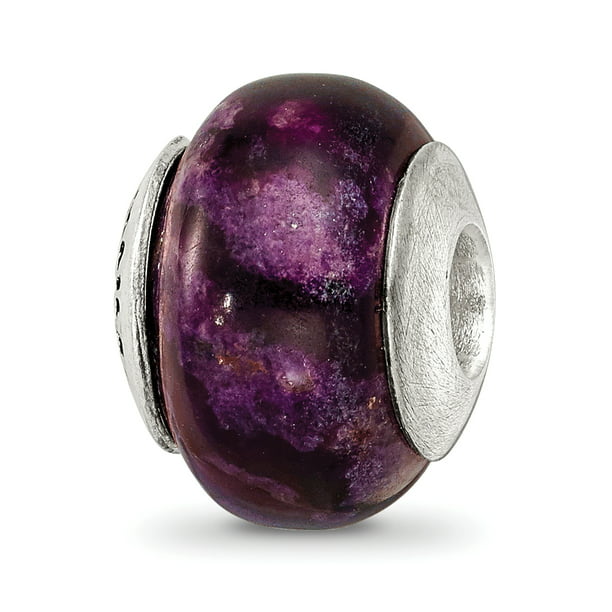 Sterling Silver Reflections Purple Magnesite Stone Bead 10.00 mm 12.73 mm From the Earth Beads Jewelry 